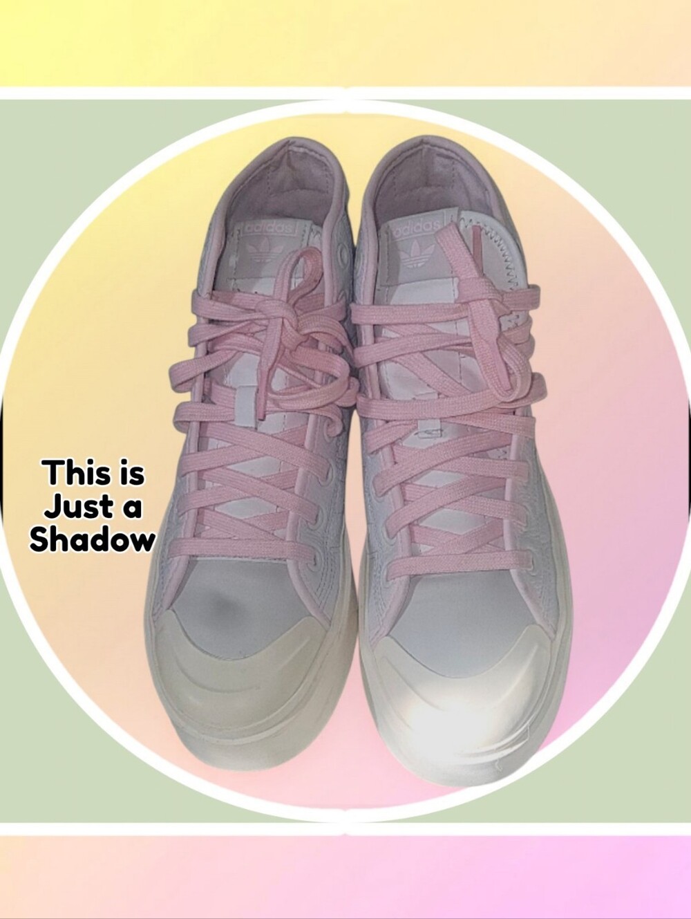Sz 8 Adidas Mid Top Textured Leather Stacked Platform Nizza Sneakers w Pink Trim